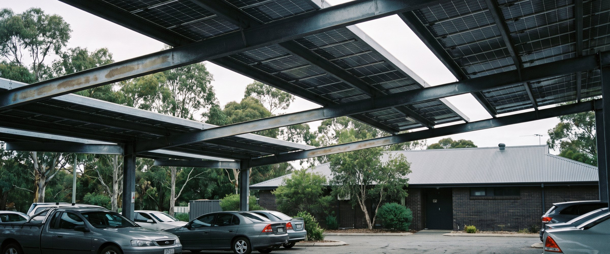 Solar canopies over the car park of an Australian club