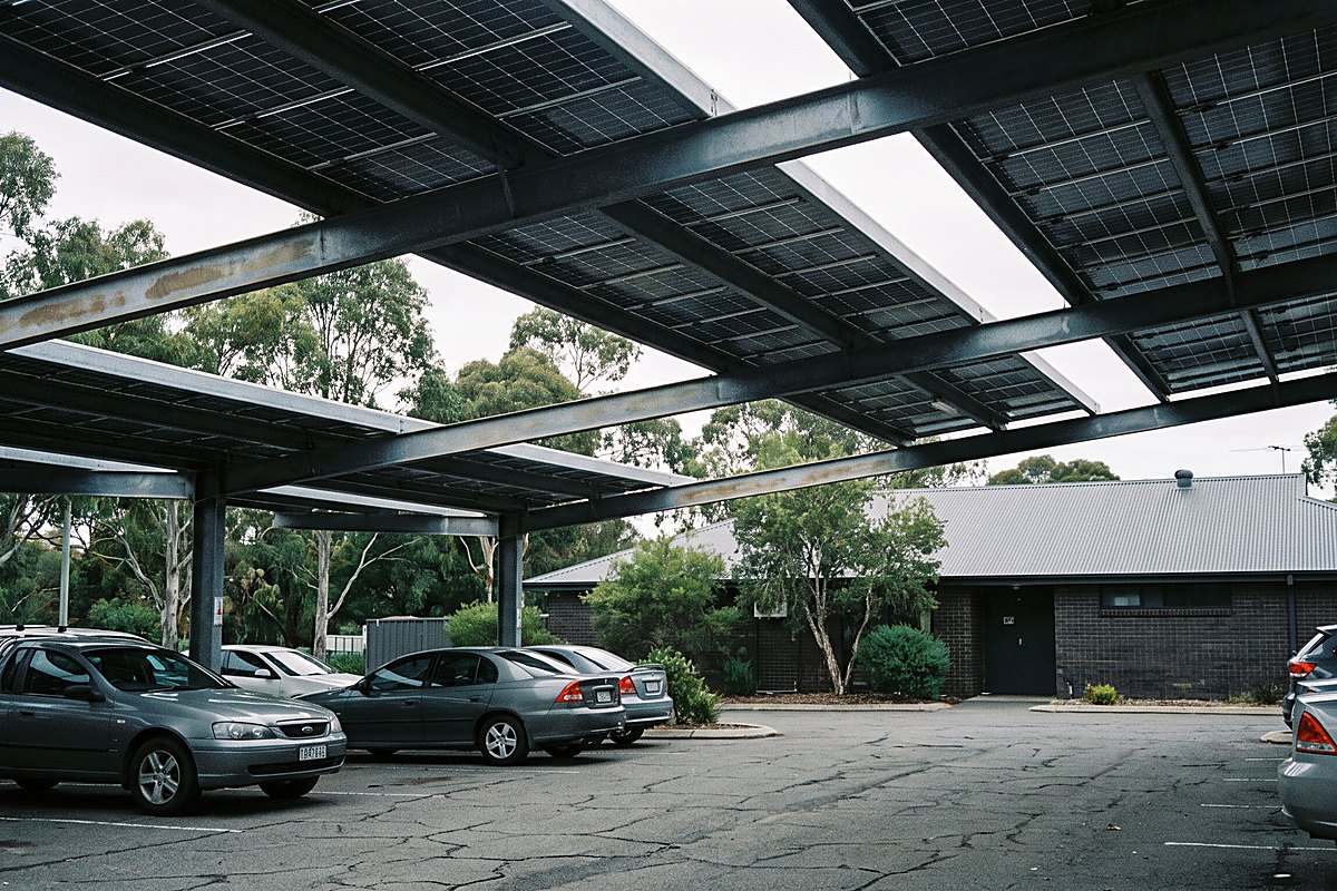 Solar canopies over a car park at an Australian club